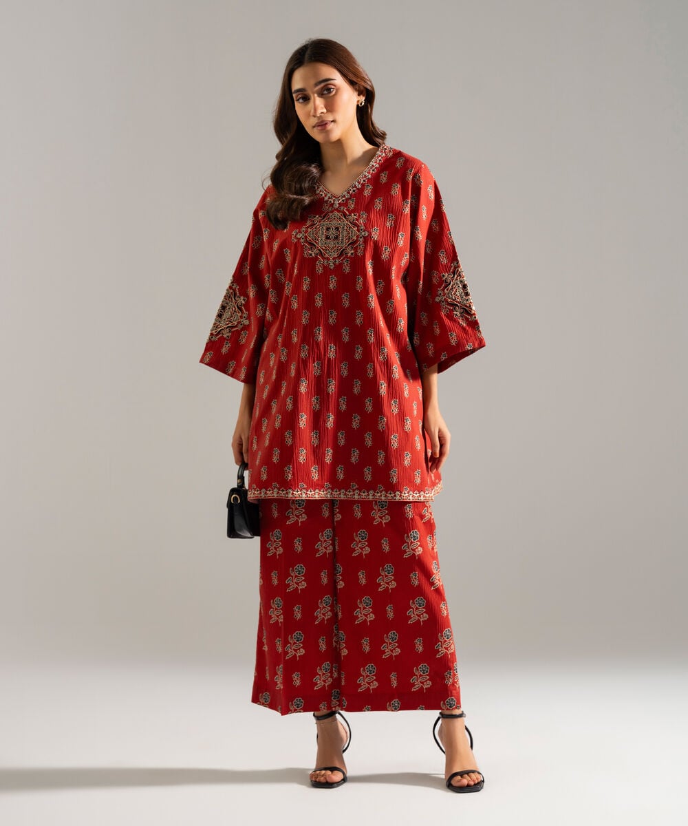 2 Piece - Embroidered Seersucker Suit PRW26SCWMV91