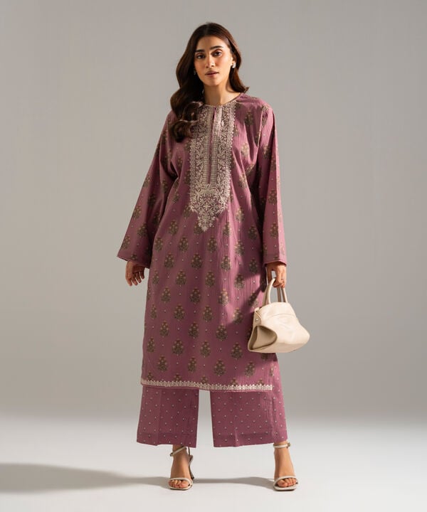 2 Piece - Embroidered Seersucker Suit