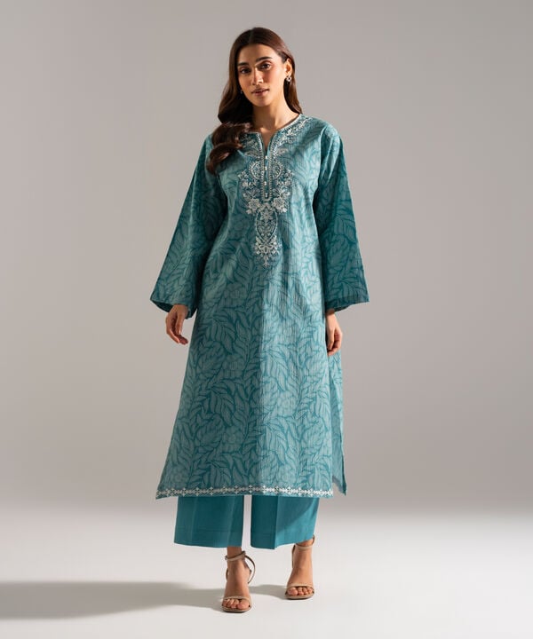 2 Piece - Embroidered Seersucker Suit