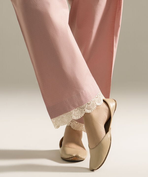 Embroidered Dobby Straight Pants