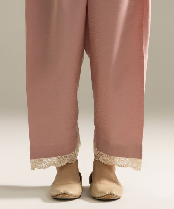 Embroidered Dobby Straight Pants