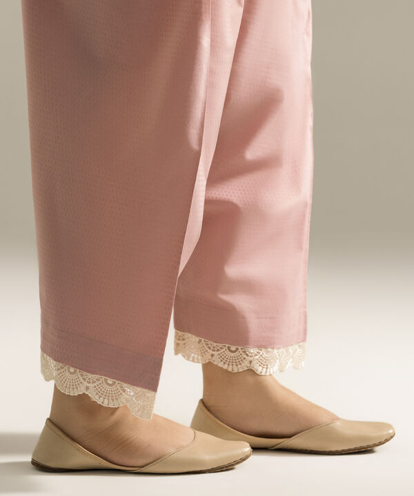 Embroidered Dobby Straight Pants