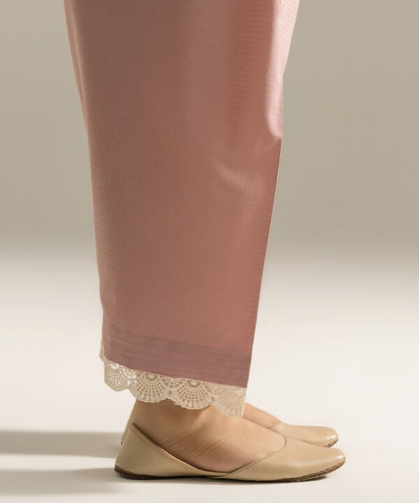 Embroidered Dobby Straight Pants