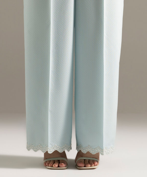 Embroidered Dobby Flared Pants
