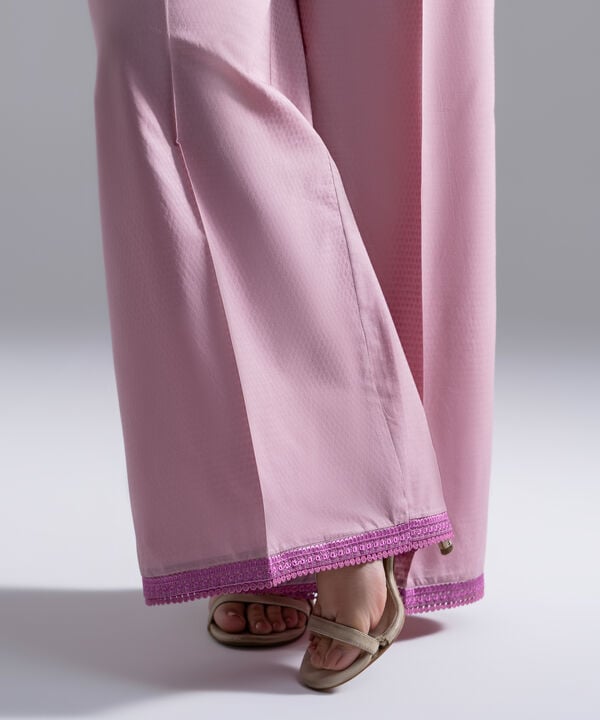 Embroidered Dobby Straight Pants