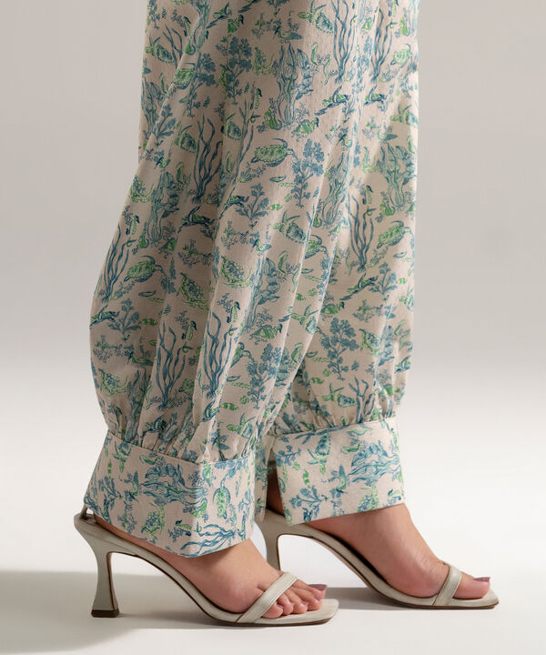 Printed Dobby Balloon Pants