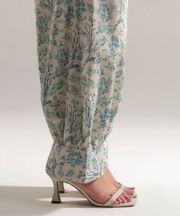 Printed Dobby Balloon Pants