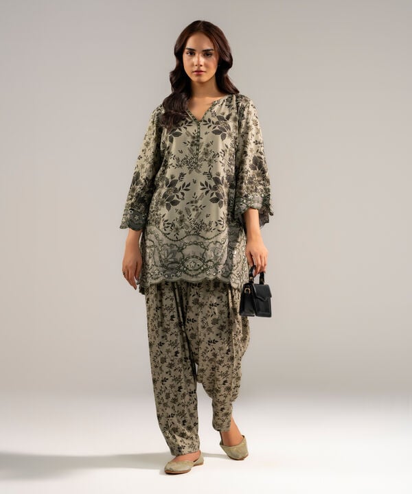 2 Piece - Embroidered Arabic Dobby Suit