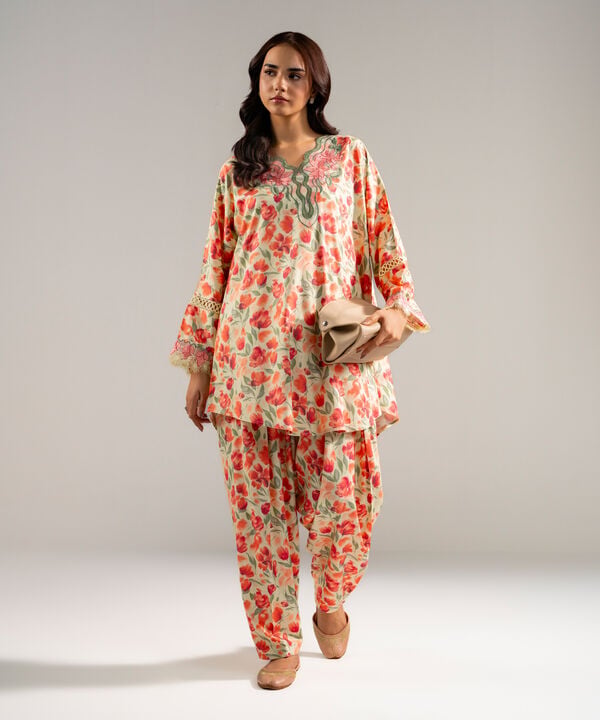 2 Piece - Embroidered Arabic Dobby Suit