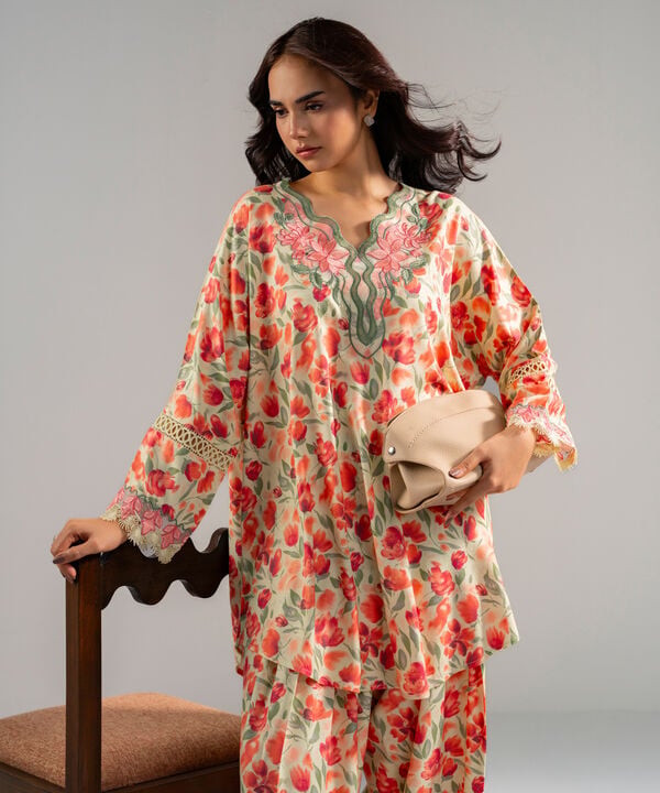 2 Piece - Embroidered Arabic Dobby Suit