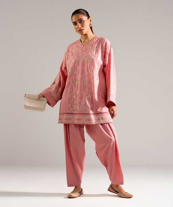 2 Piece - Embroidered Dobby Suit