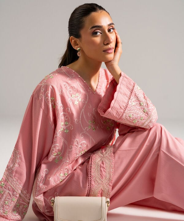 2 Piece - Embroidered Dobby Suit