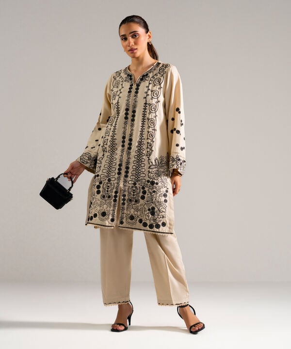 2 Piece - Embroidered Dobby Suit