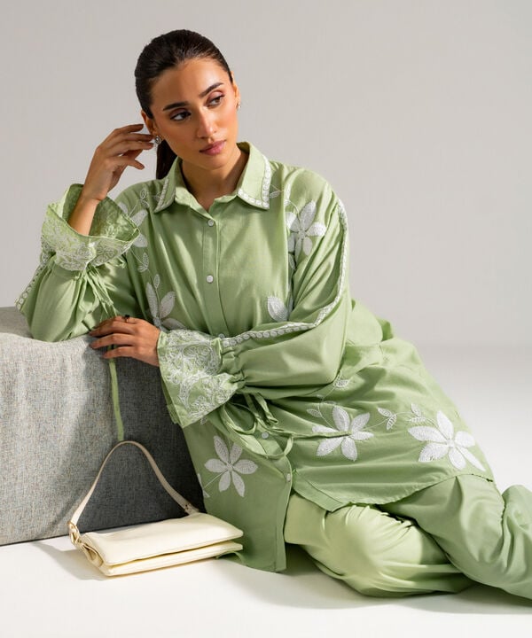 2 Piece - Embroidered Dobby Suit