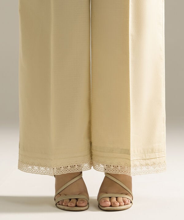 Embroidered Dobby Straight Pants