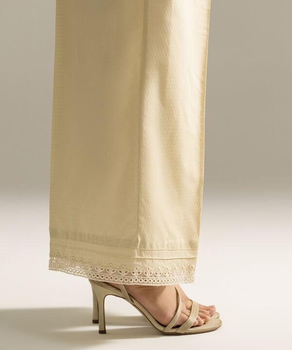 Embroidered Dobby Straight Pants