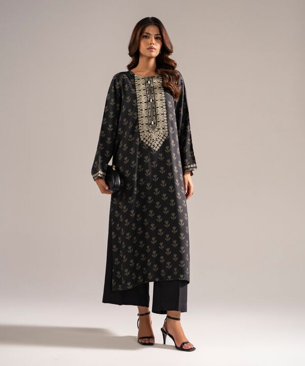 2 Piece - Embroidered Jacquard Suit