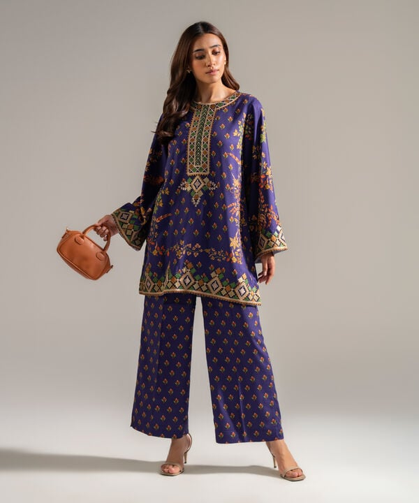 2 Piece - Embroidered Jacquard Suit