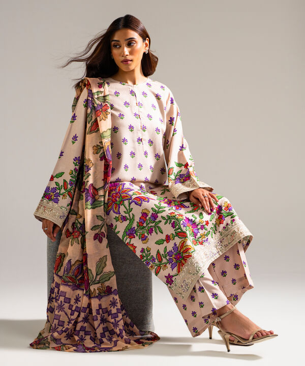 3 Piece - Embroidered Jacquard Suit