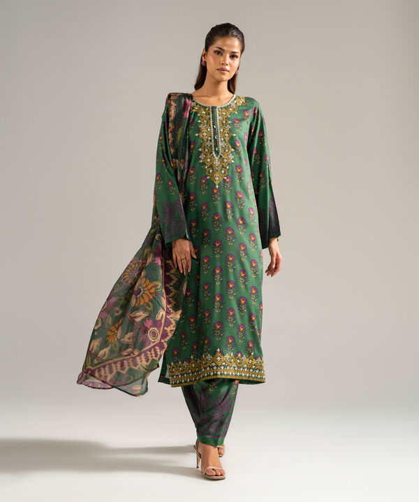 3 Piece - Embroidered Jacquard Suit