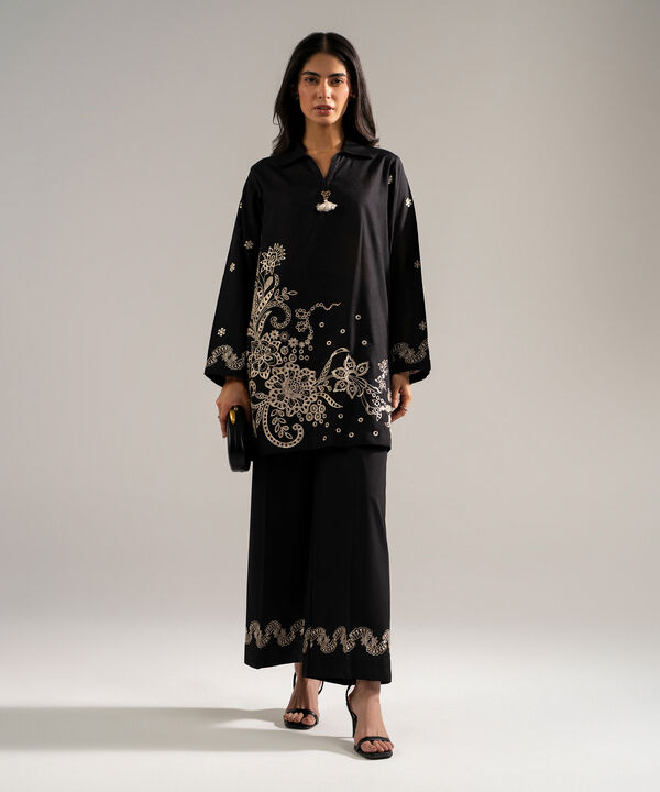 2 Piece - Embroidered Jacquard Suit