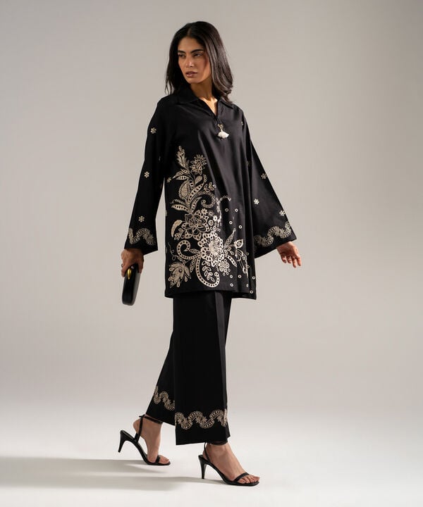 2 Piece - Embroidered Jacquard Suit