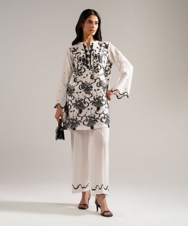 2 Piece - Embroidered Jacquard Suit