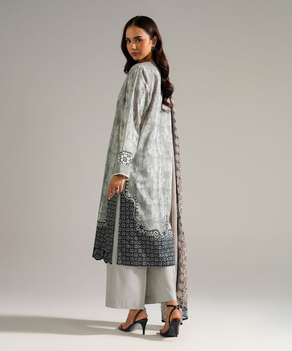 3 Piece - Embroidered Dobby Suit