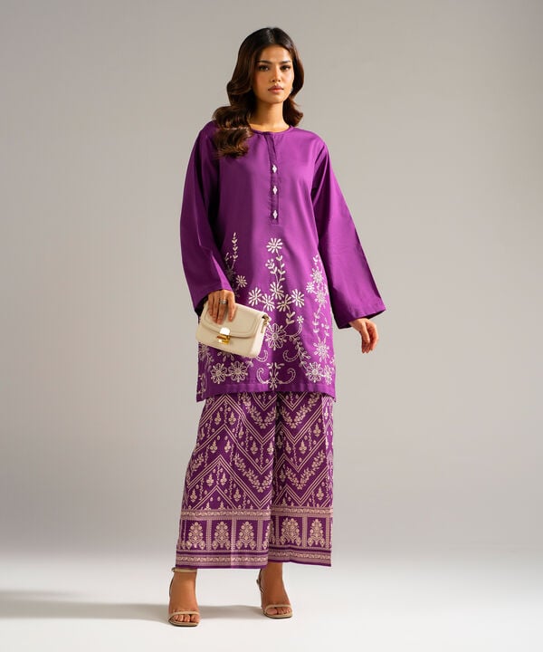 2 Piece - Embroidered Dobby Suit