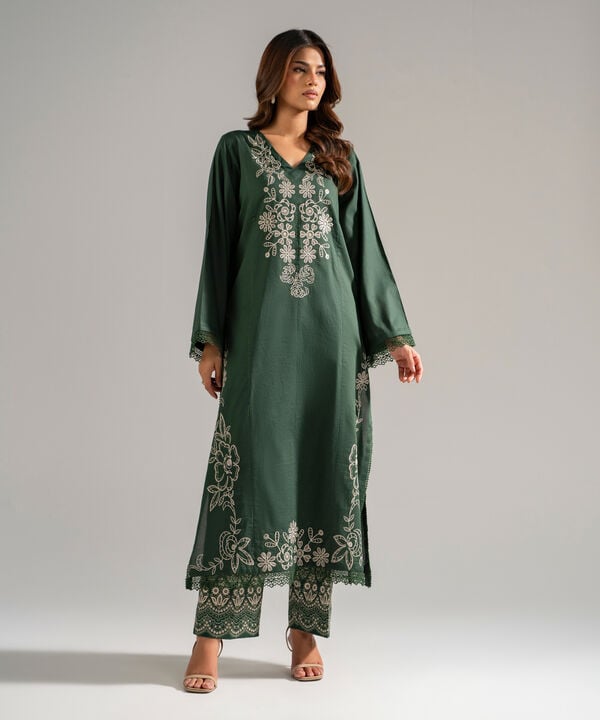 2 Piece - Embroidered Dobby Suit