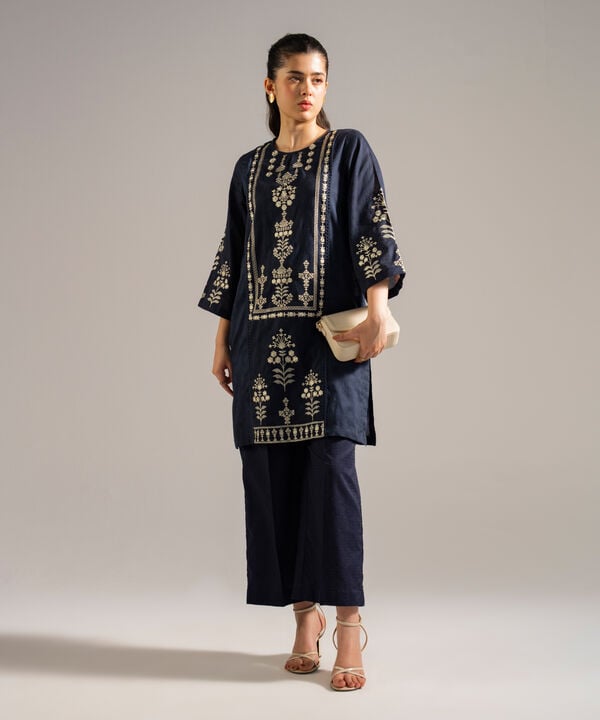 2 Piece - Embroidered Jacquard Suit