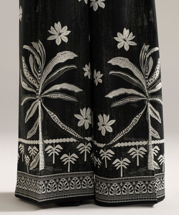 Printed Crosshatch Flared Pants