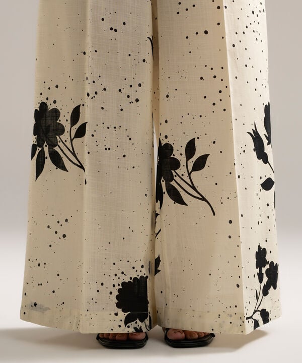 Printed Crosshatch Flared Pants