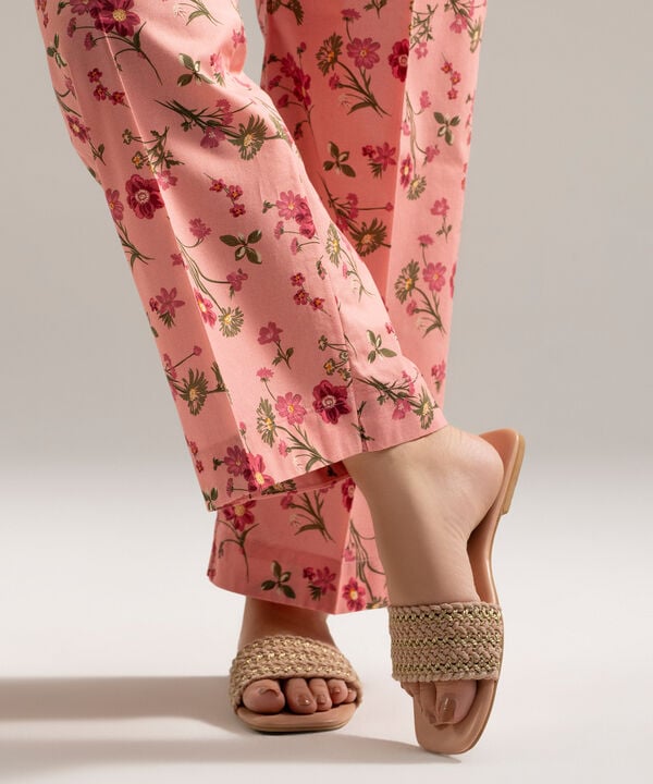 Printed Cambric Straight Pants