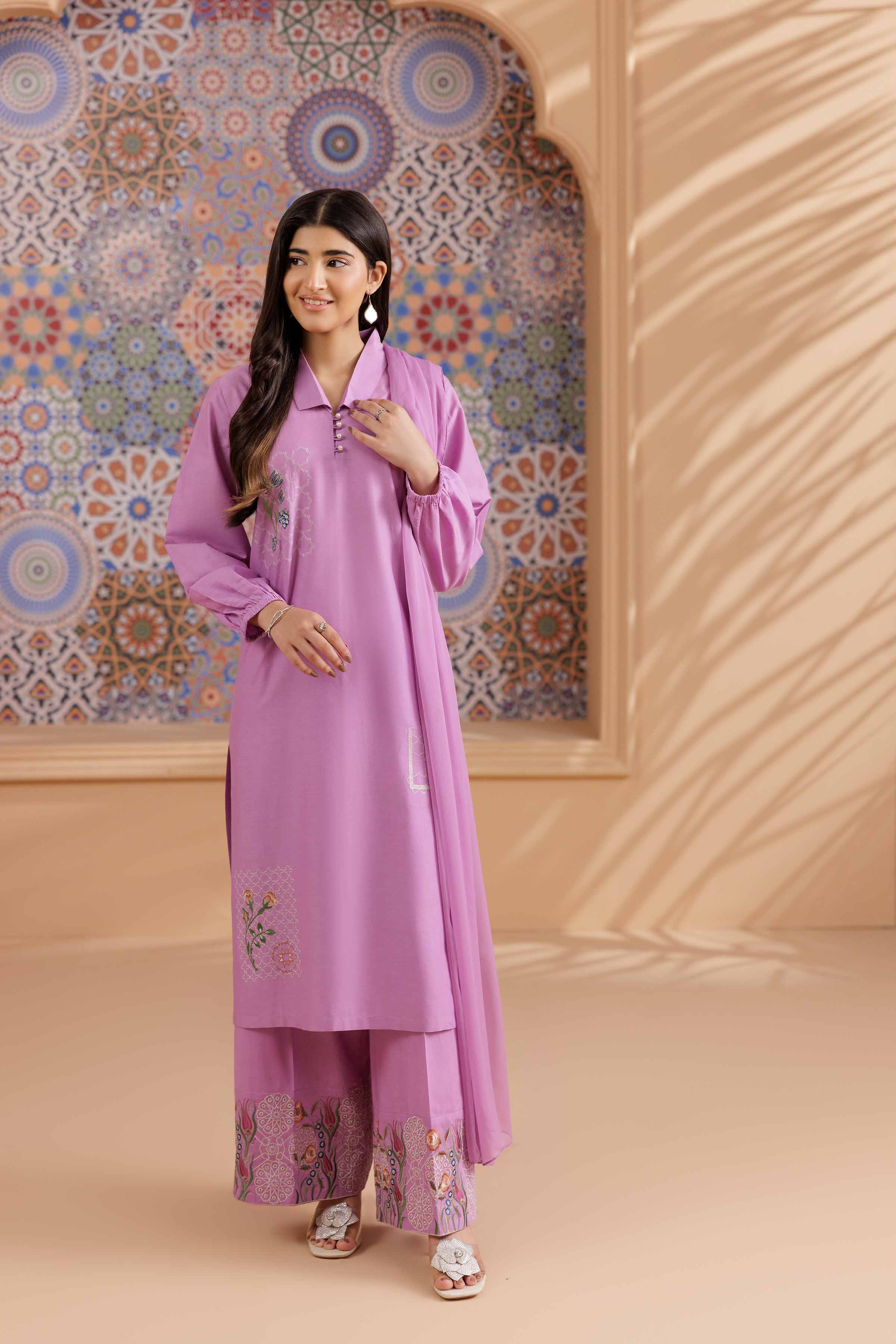 3 Piece - Embroidered Suit - PS25-197