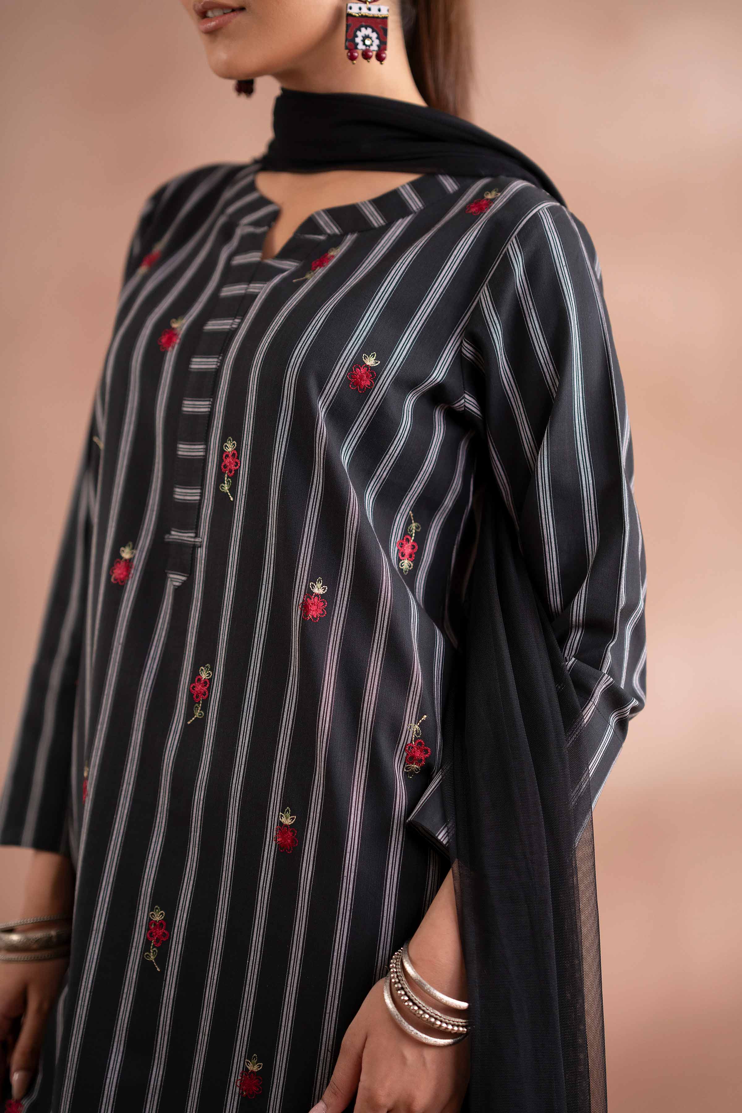 3 Piece - Embroidered Suit - PS25-214