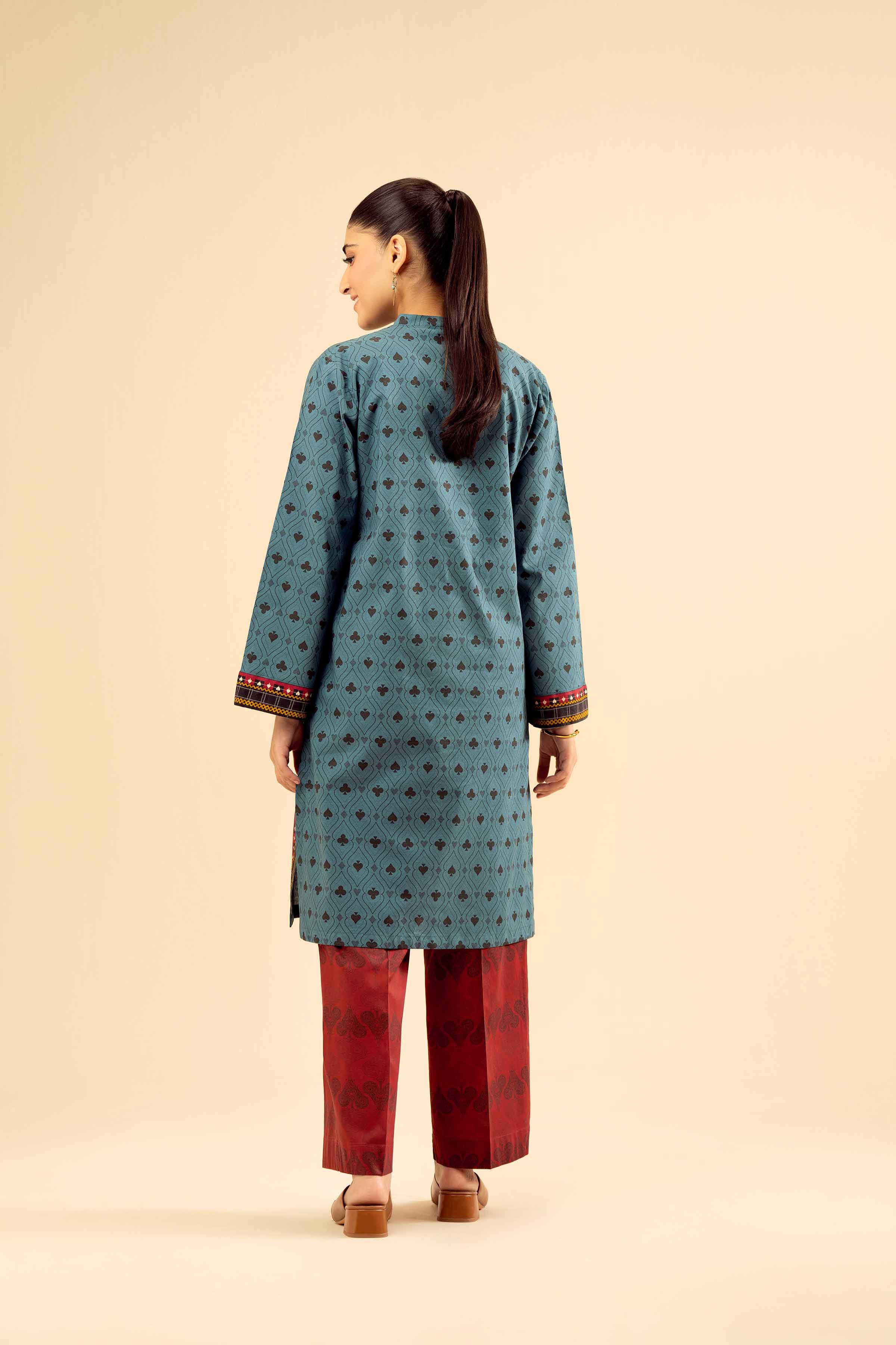 2 Piece - Printed Embroidered Suit - PW25-13
