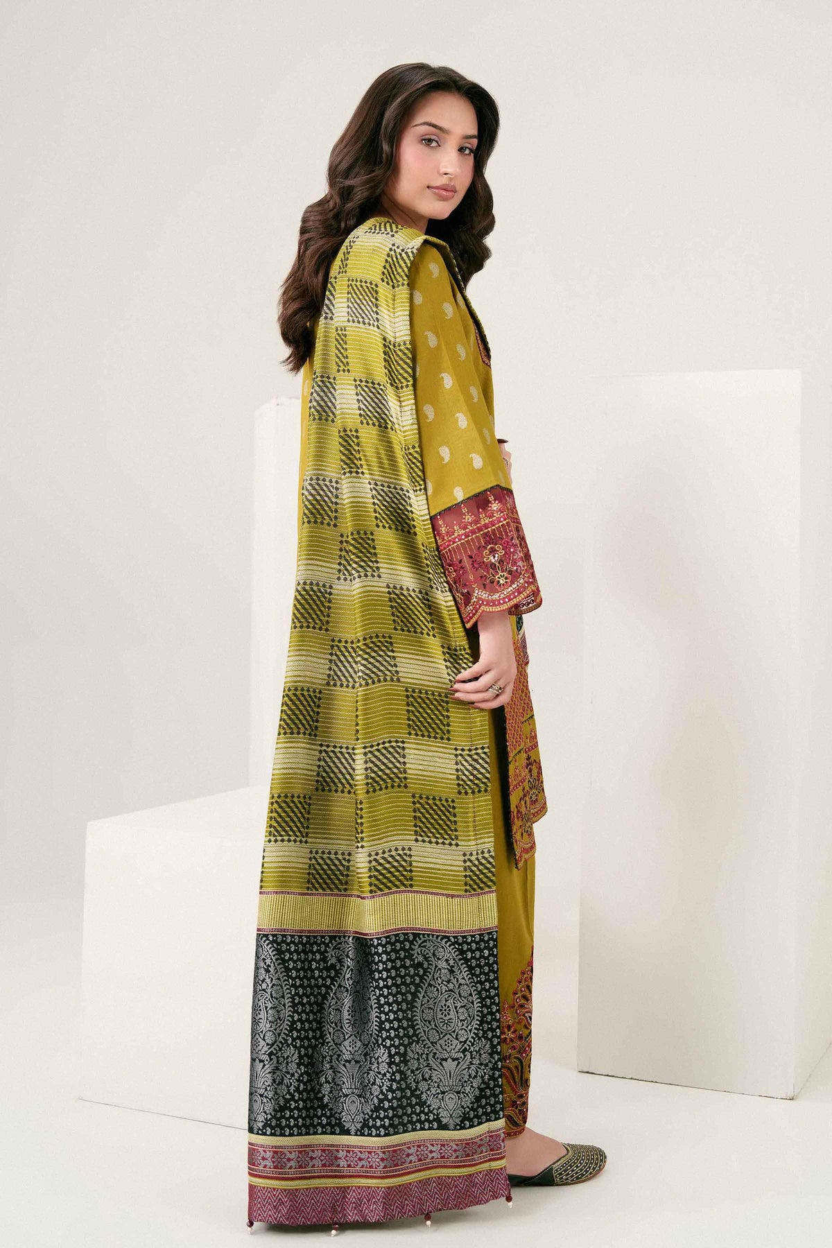 3 PIECE - PRINTED EMBROIDERED SUIT - PW25-178
