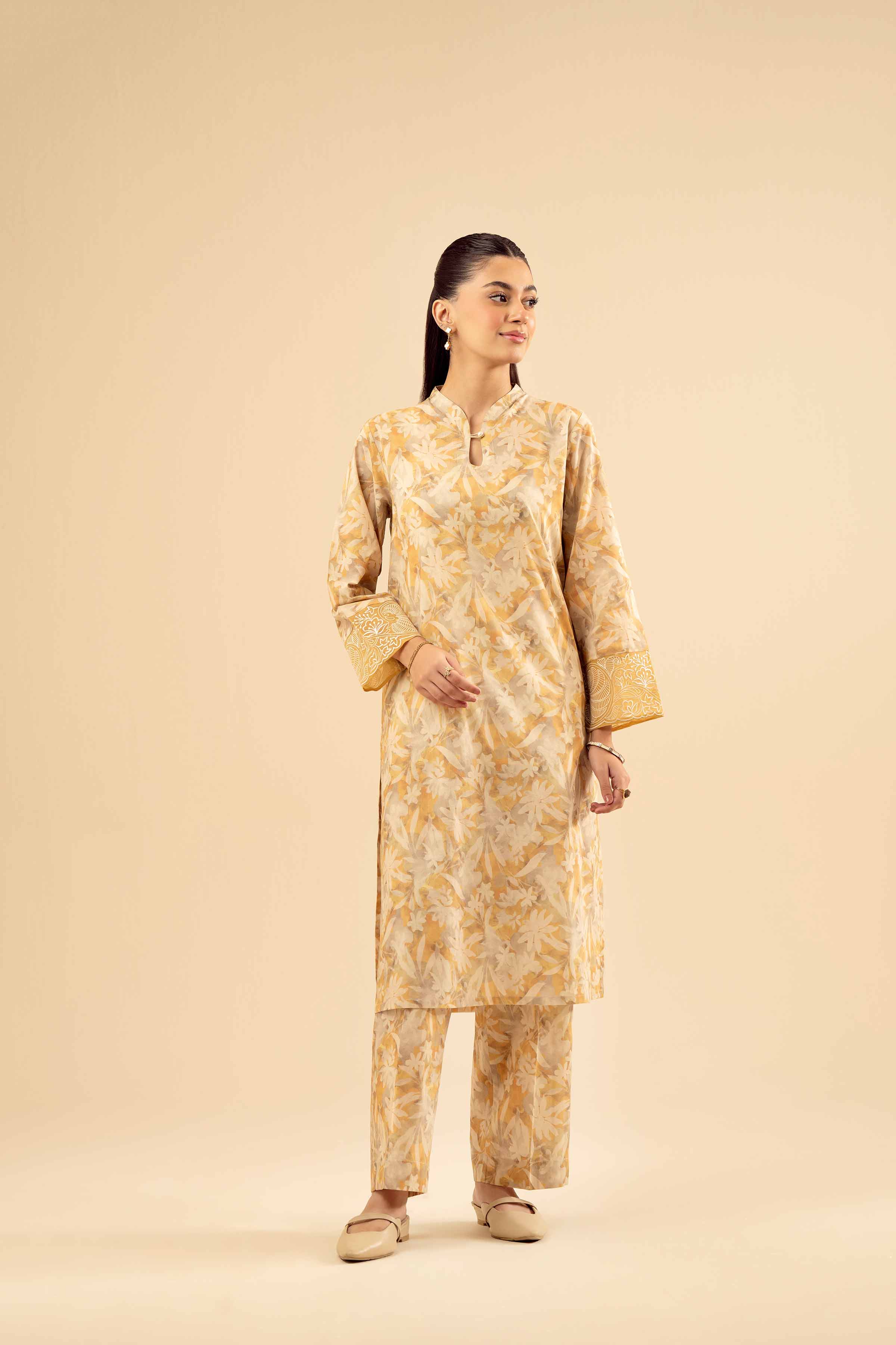 2 Piece - Printed Embroidered Suit - PW25-199