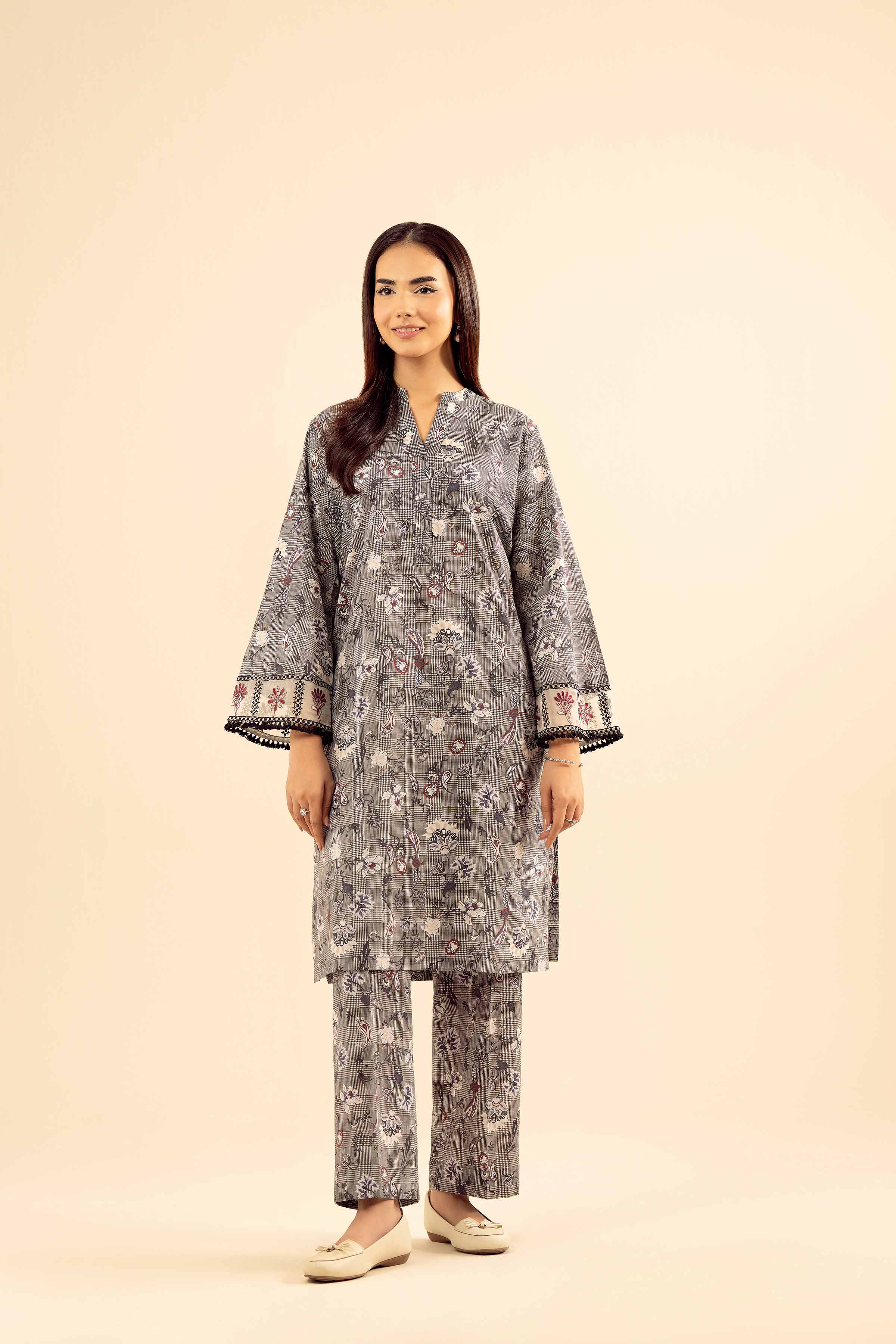 2 Piece - Printed Embroidered Suit - PW25-201