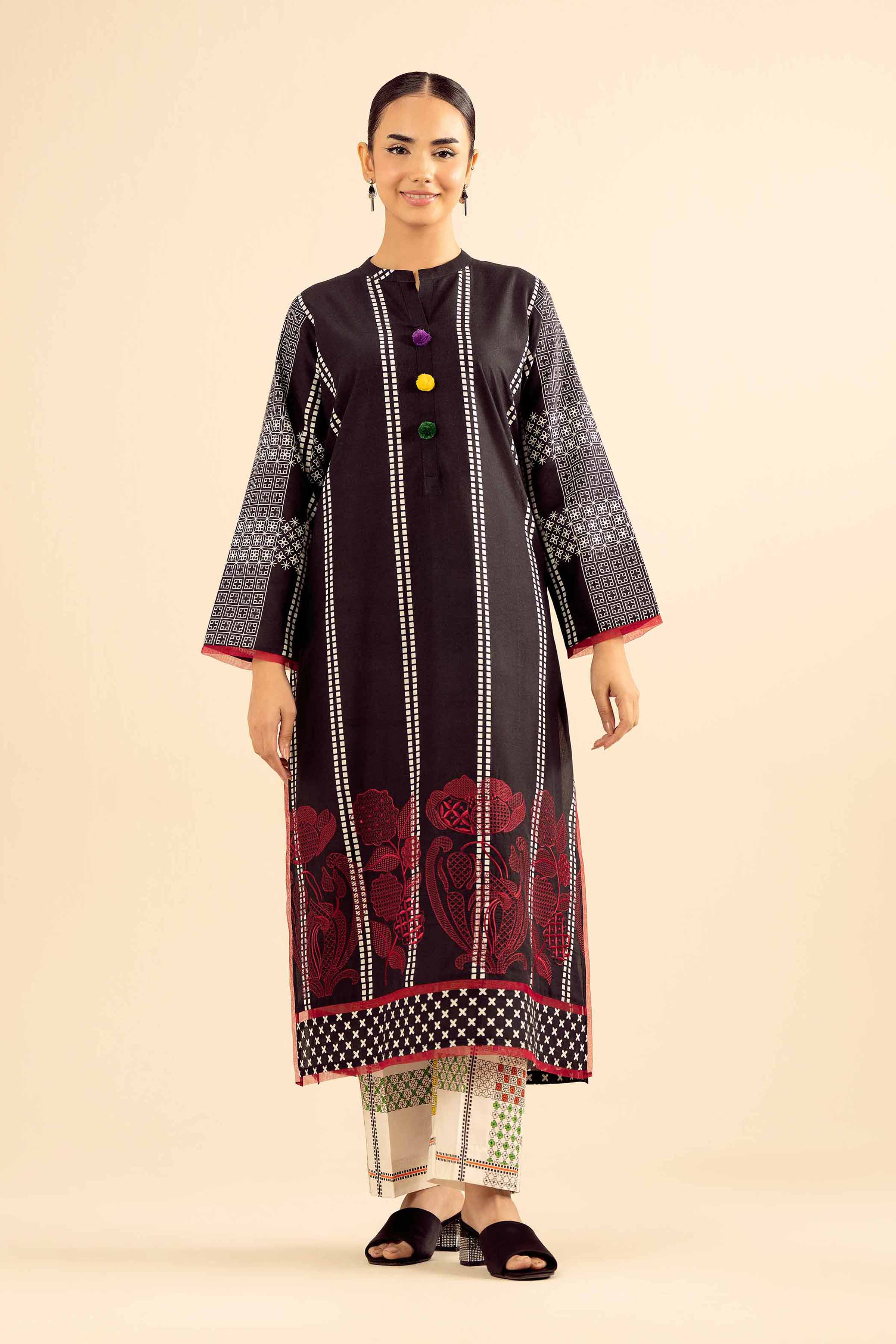 2 Piece - Printed Embroidered Suit - PW25-209