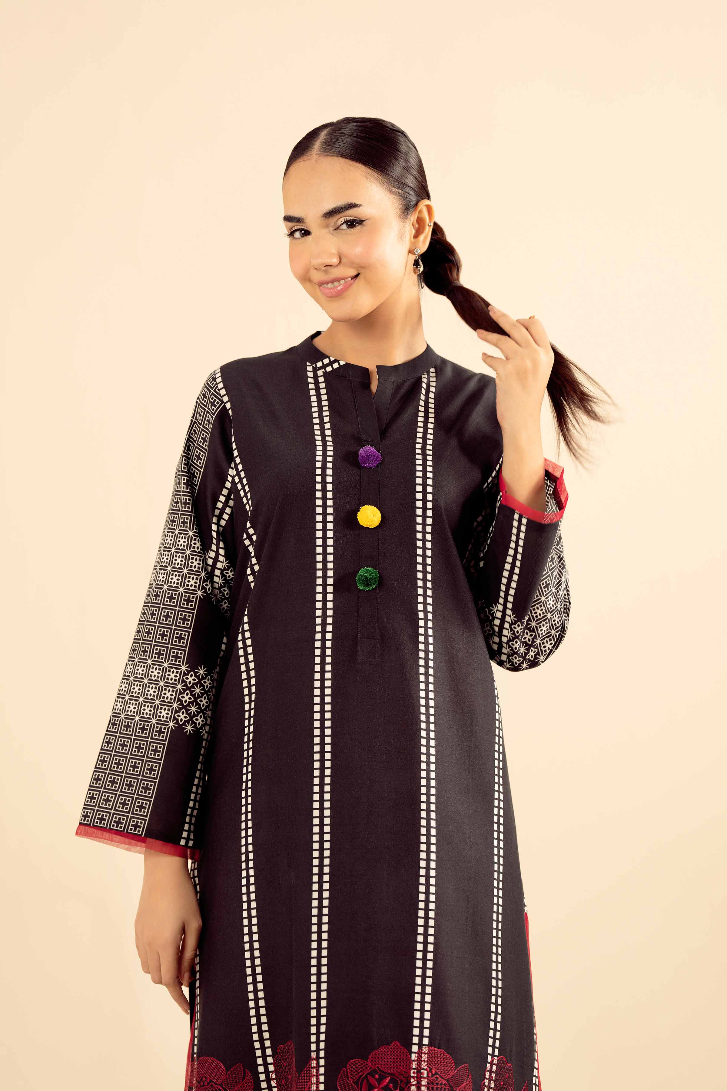 2 Piece - Printed Embroidered Suit - PW25-209