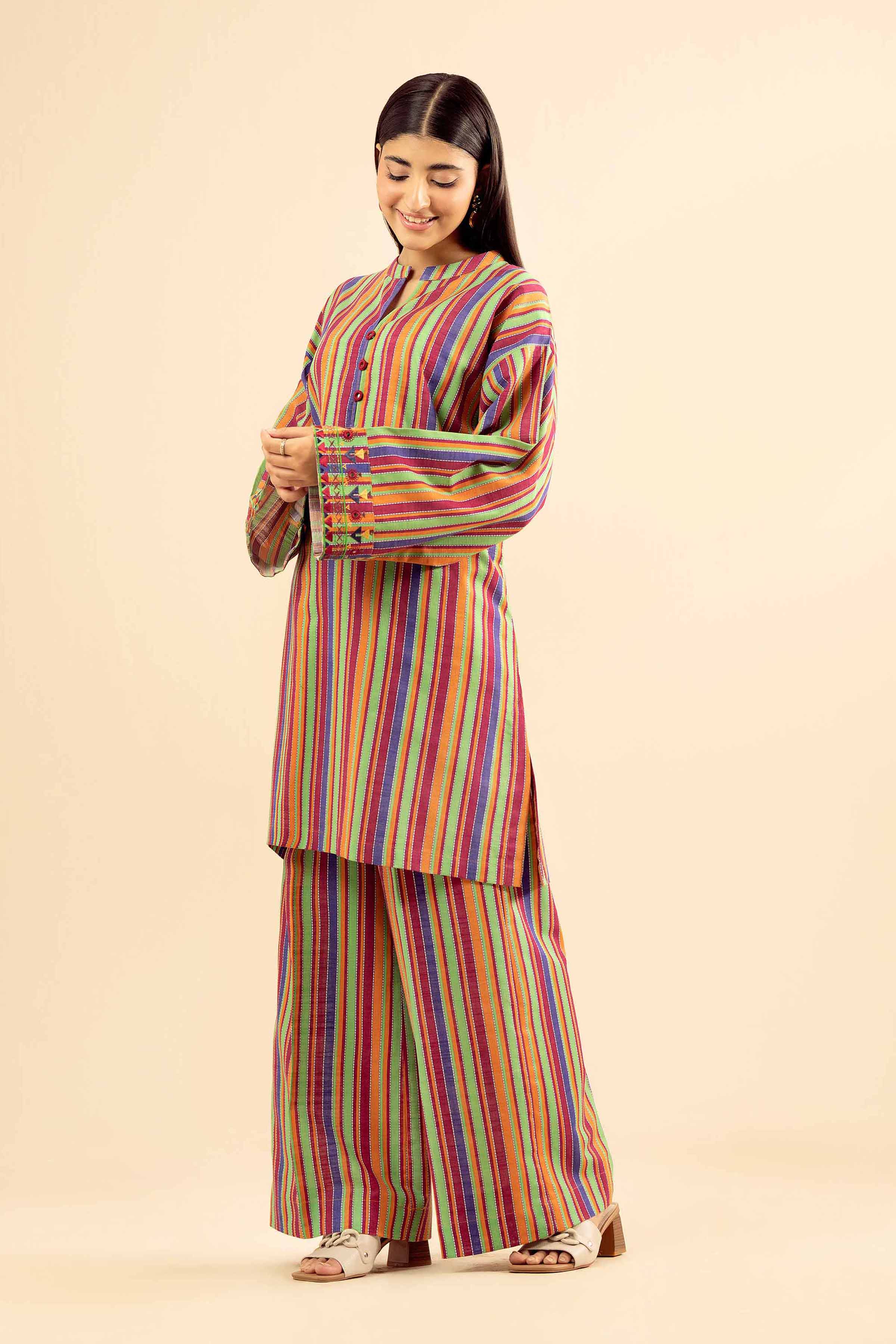 2 Piece - Printed Embroidered Suit - PW25-223