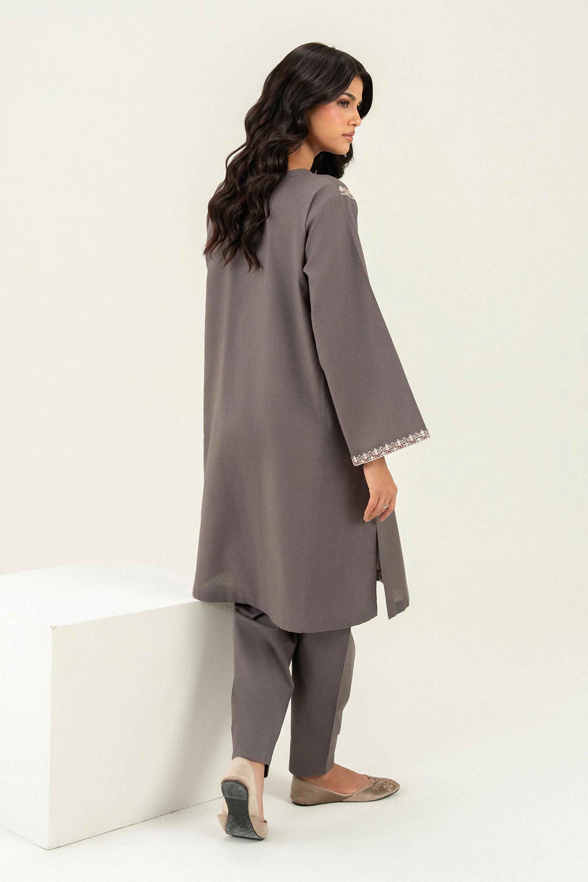 Dark Grey 2 Piece - Embroidered Suit - PW25-242