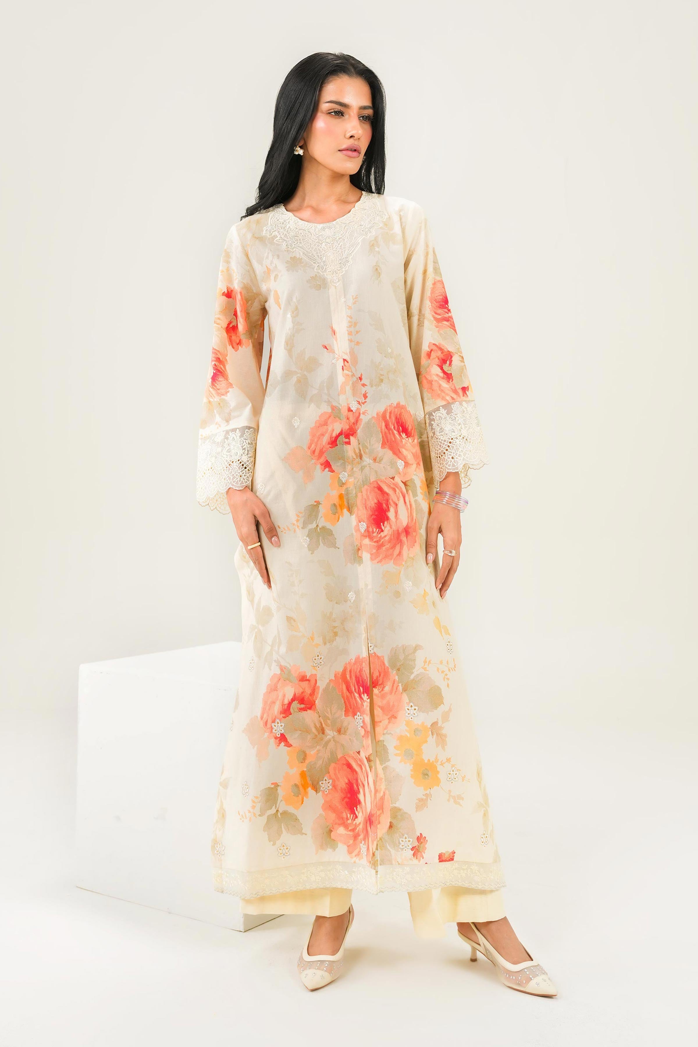 2 Piece - Printed Embroidered Suit - PW25-260