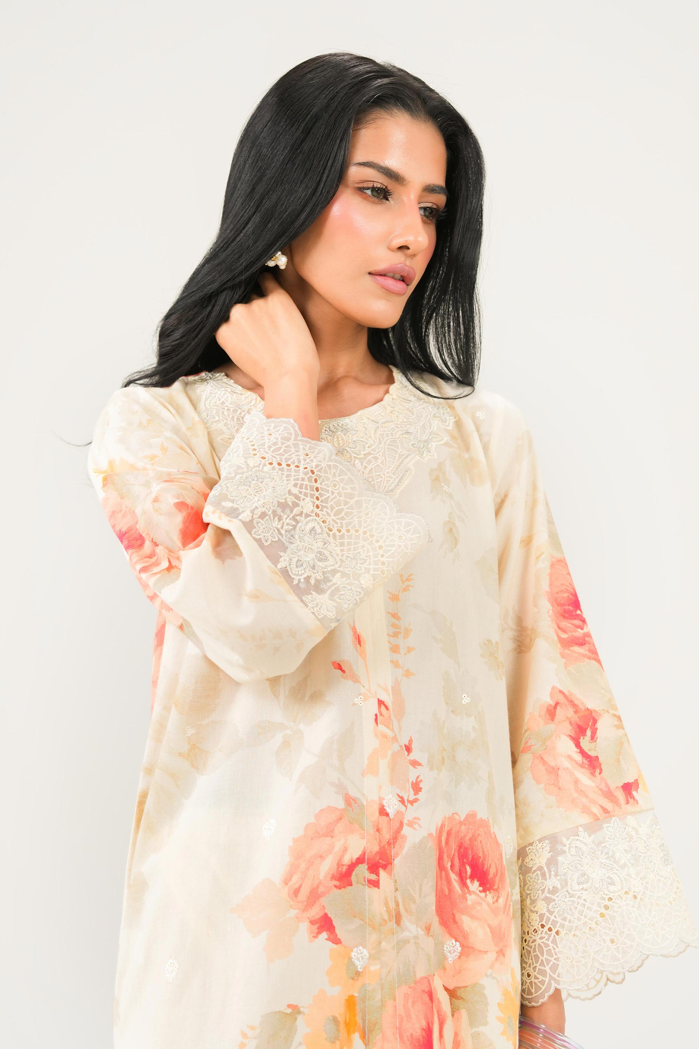 2 Piece - Printed Embroidered Suit - PW25-260