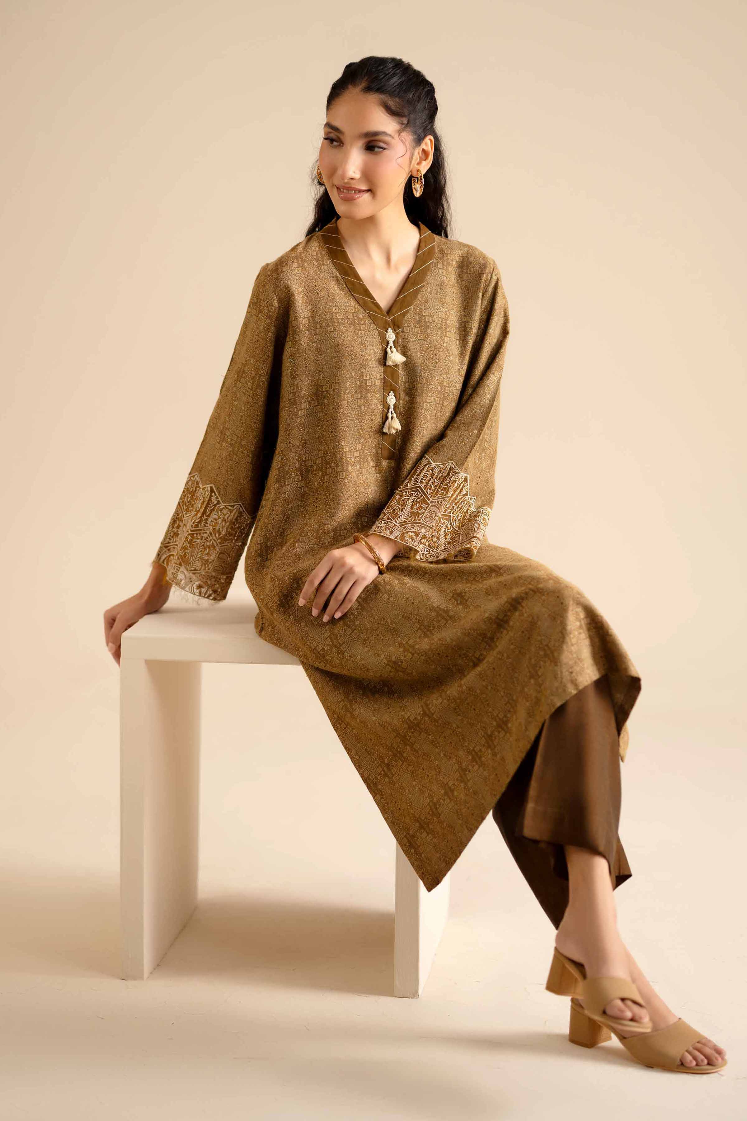 2 Piece - Printed Embroidered Suit - PW25-273