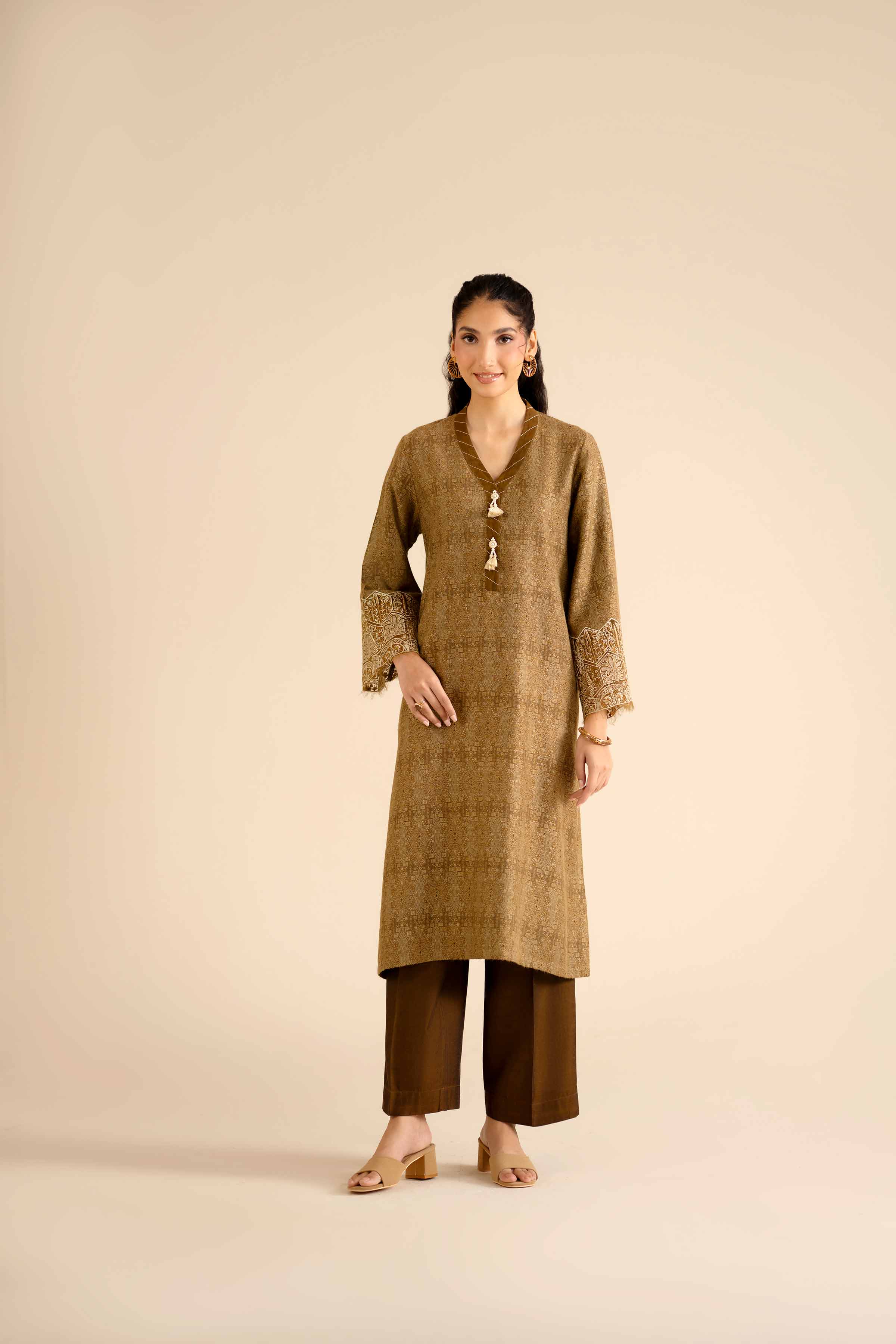 2 Piece - Printed Embroidered Suit - PW25-273