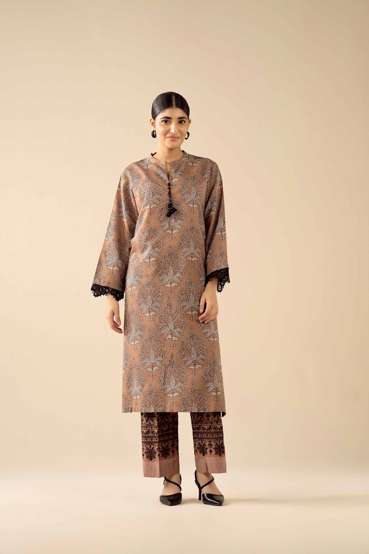 2 Piece - Printed Embroidered Suit - PW25-280