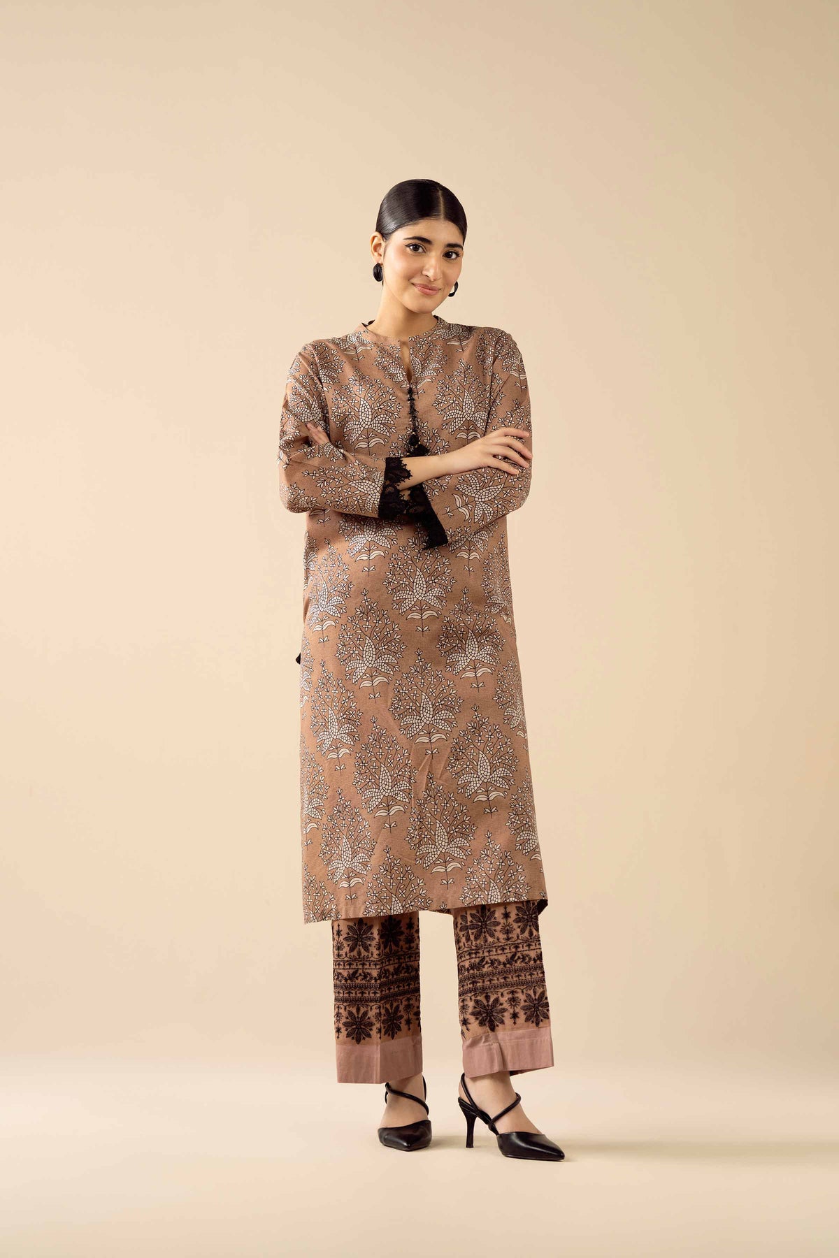 2 Piece - Printed Embroidered Suit - PW25-280